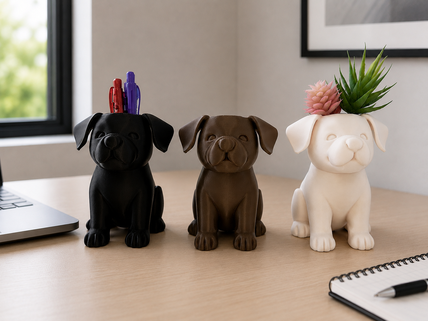 Dog Planter – Cute Puppy Succulent Pot – Modern Desk Plant Holder – Small Indoor Decorative Planter – Gift for Dog Lovers