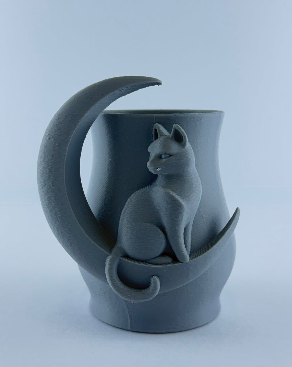 Cat in Moon Planter – Crescent Moon Succulent Pot – Modern Decorative Plant Holder – Unique Desk Decor – Gift for Cat Lovers