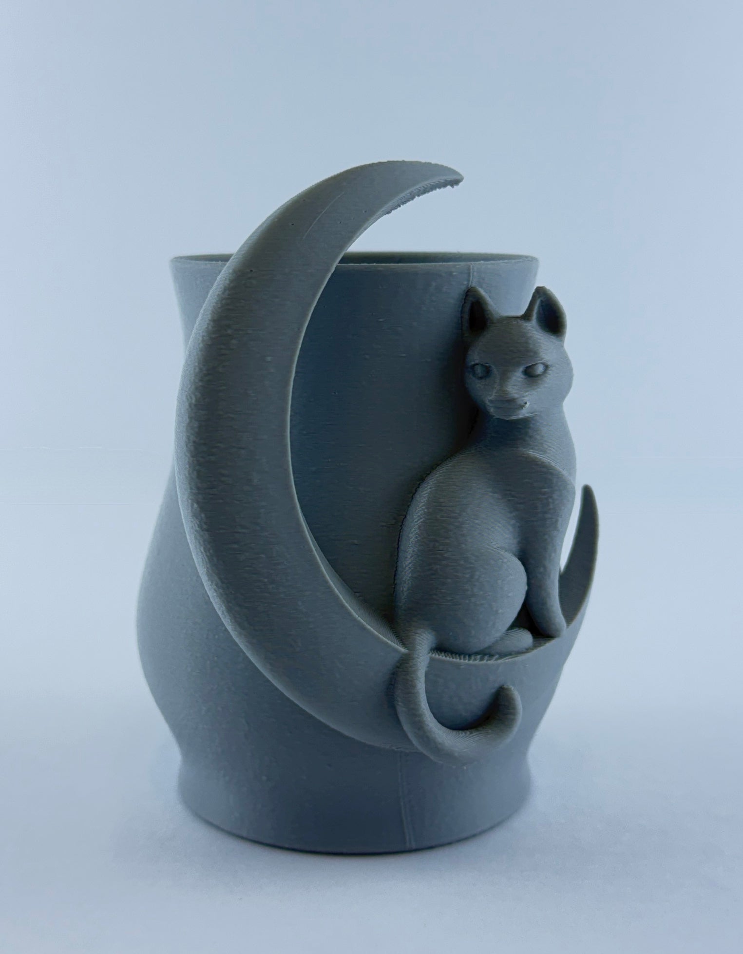 Cat in Moon Planter – Crescent Moon Succulent Pot – Modern Decorative Plant Holder – Unique Desk Decor – Gift for Cat Lovers
