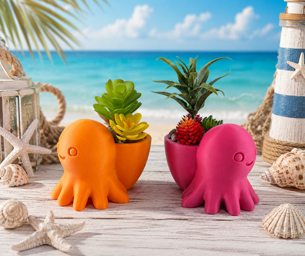 Octopus Planter – Cute Nautical Succulent Pot – Ocean Themed Desk Decor – Small Indoor Plant Holder – Beach House Gift