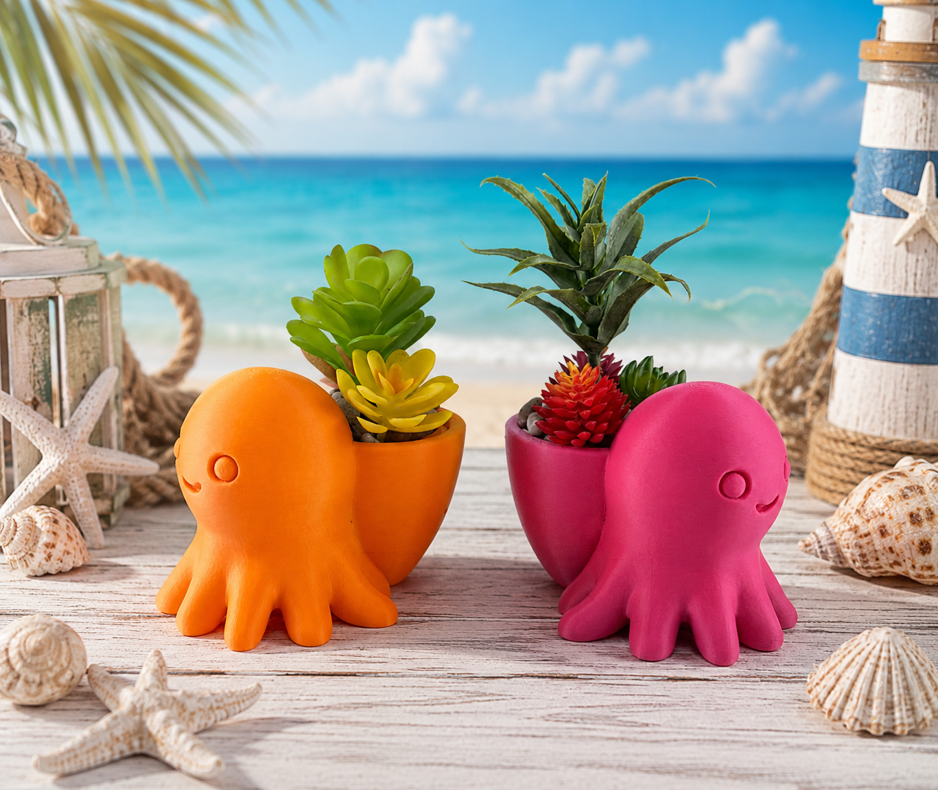 Octopus Planter – Cute Nautical Succulent Pot – Ocean Themed Desk Decor – Small Indoor Plant Holder – Beach House Gift