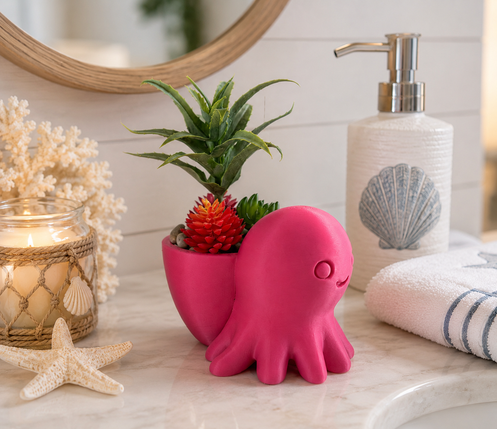 Octopus Planter – Cute Nautical Succulent Pot – Ocean Themed Desk Decor – Small Indoor Plant Holder – Beach House Gift