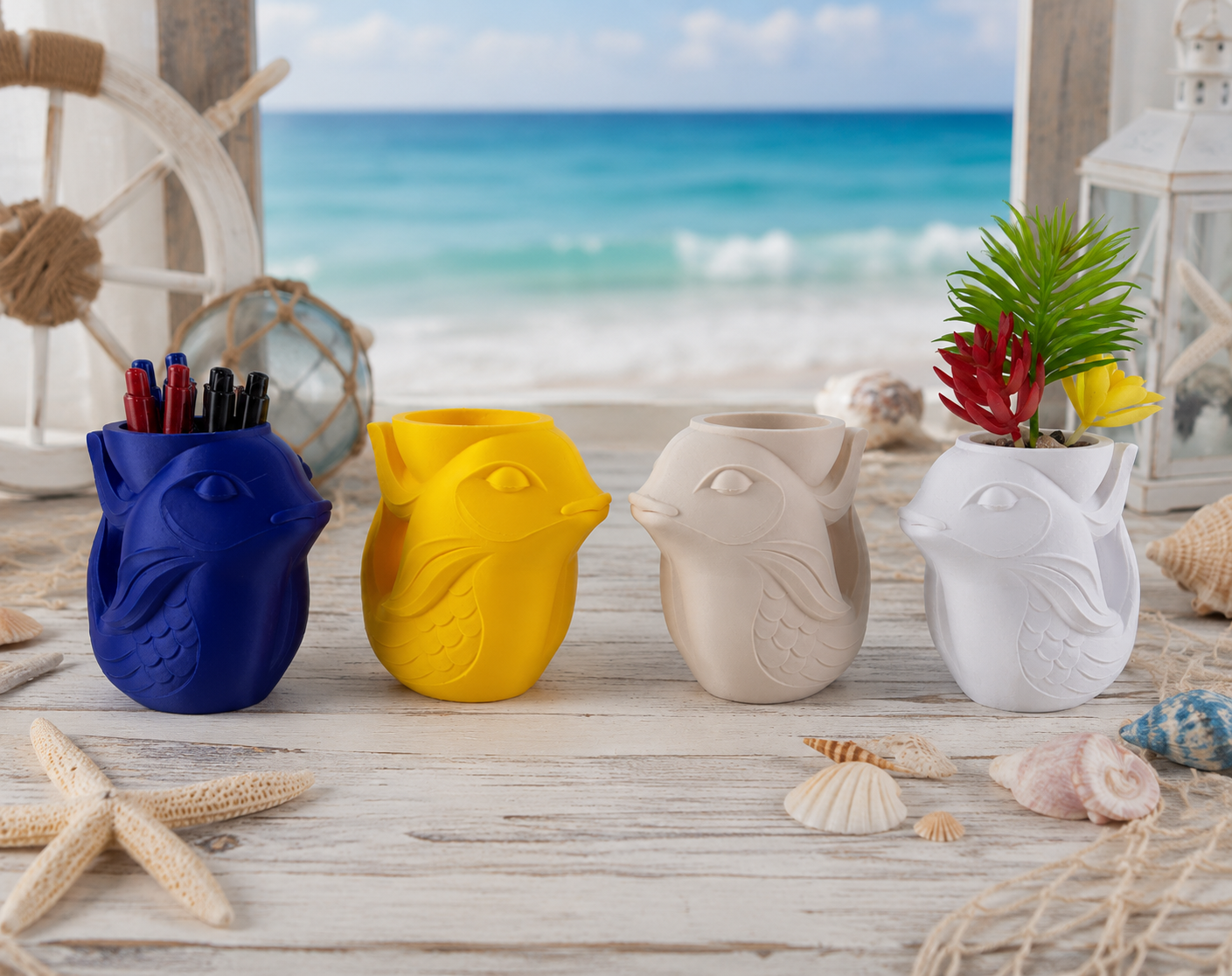 Whimsical Fish Planter – Coastal Succulent Pot – Nautical Desk Decor – Ocean Inspired Indoor Plant Holder – Beach House Gift
