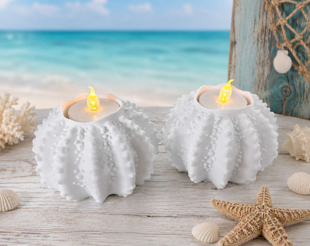 Sea Urchin Tea Light Holder – Coastal Candle Decor – Nautical Home Accent – Ocean Inspired Decorative Lantern – Beach House Gift