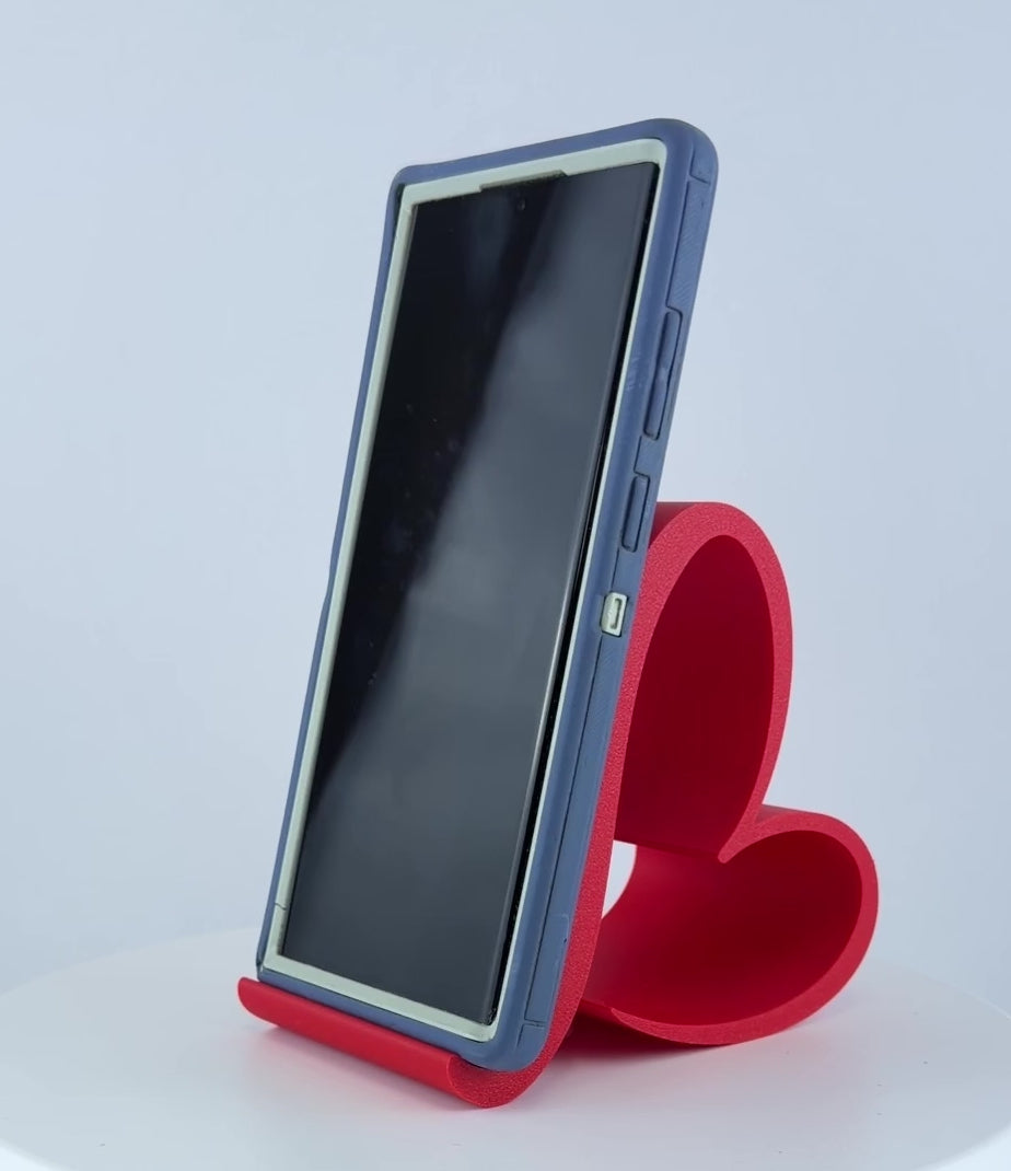 Heart Phone Holder – Modern Desk Cell Phone Stand – Cute Heart Smartphone Dock – Minimalist Office Desk Accessory – Gift Idea