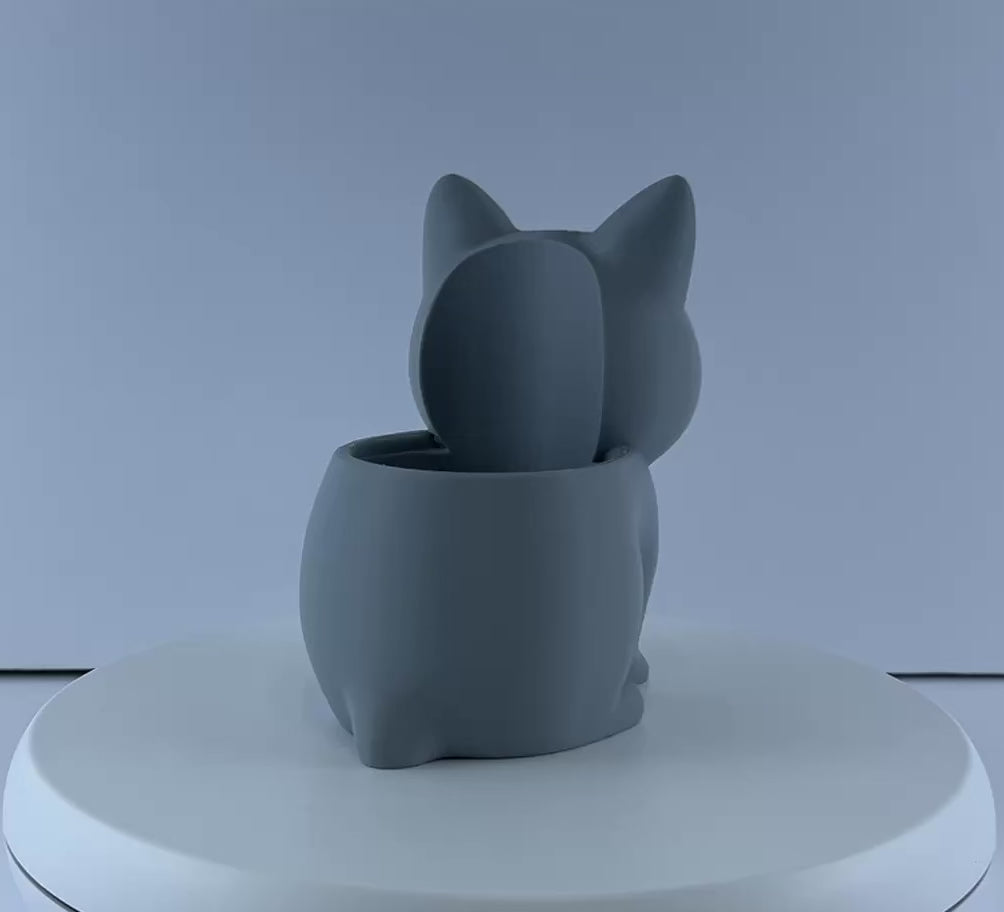 Cat Planter – Cute Sitting Cat Succulent Pot – Modern Desk Plant Holder – Small Indoor Decorative Planter – Gift for Cat Lovers